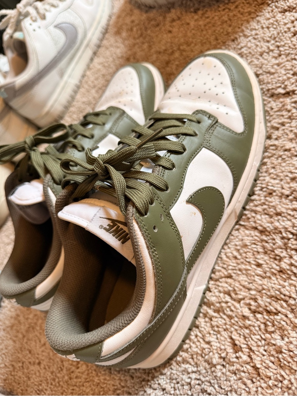 Nike Men’s Low-Top Sneakers in Olive Green and White